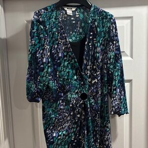 Alia Blue and Green Abstract Blouse